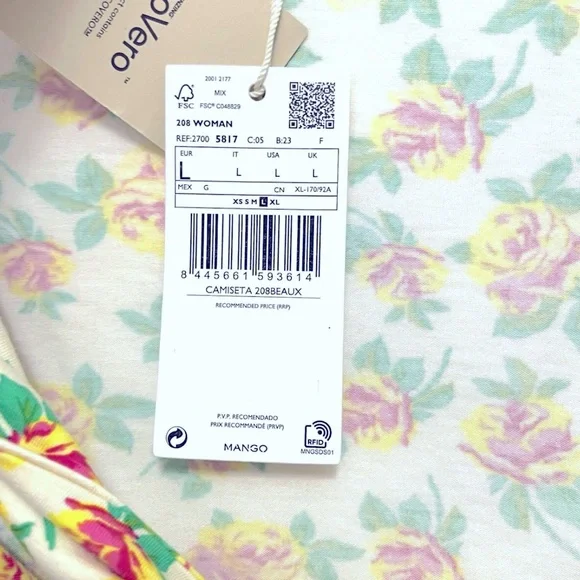 Mango Long Sleeve Floral Crop Top with Twist Knot - Picture 7 of 9